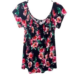 Sauci Multi-Color Floral Black Off The Shoulder Blouse Women’s Size Medium